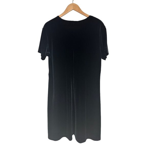 Size Large BLACK VELVET DRESS Velour Special Occasion Evening Holiday Christmas - Picture 4 of 4